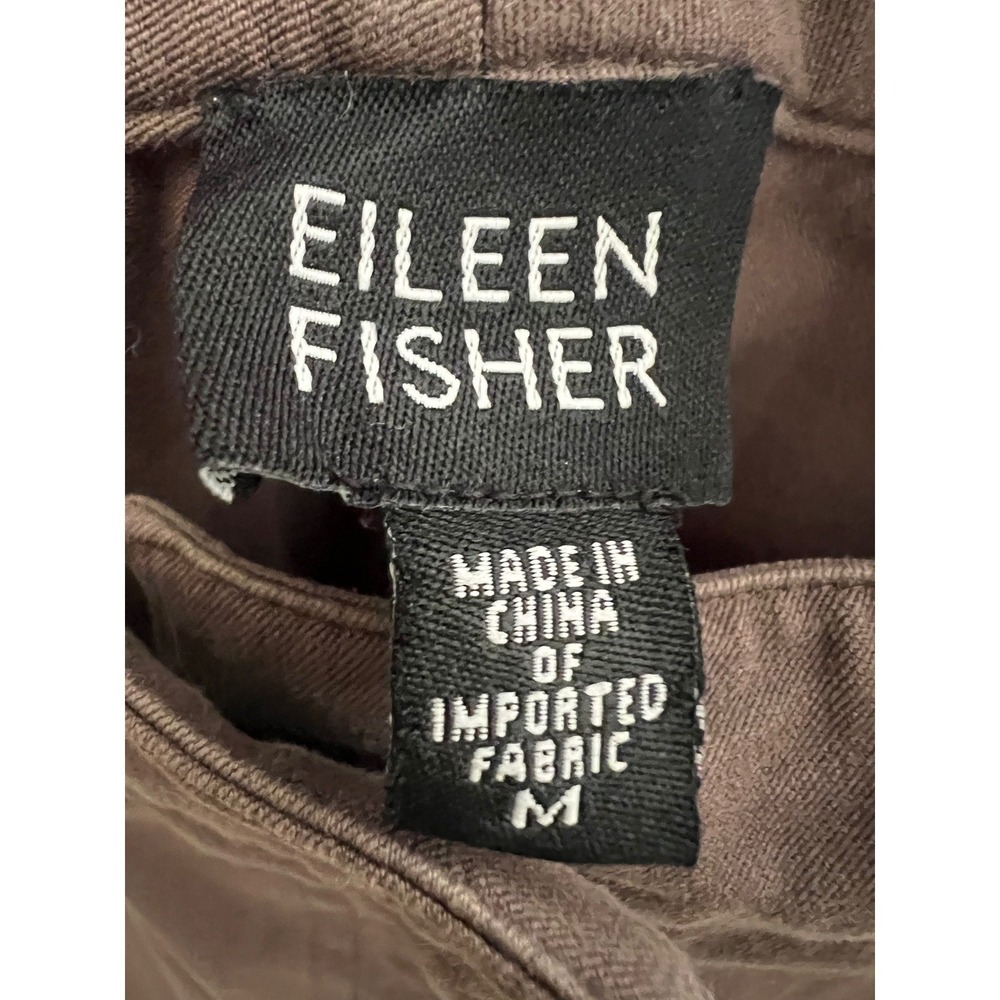 Eileen Fisher Taupe Brown Cropped Twill Pants Womens M Mid Rise Straight Leg - Picture 3 of 15